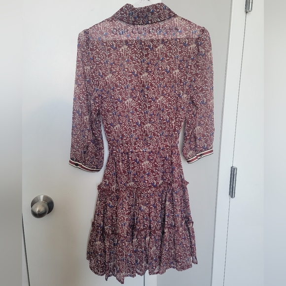 Pre-loved Silky Floral Dress, Burgundy, S - Picture 7 of 10